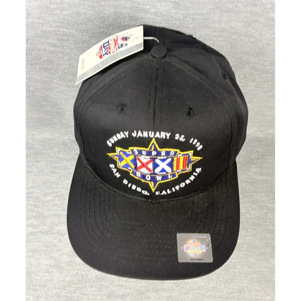 Vintage NFL Super Bowl XXXII 1998 San Diego Snapback Hat Mens Black Game Day NWT